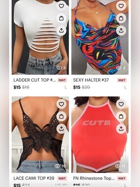 Shirts in various styles and sizes